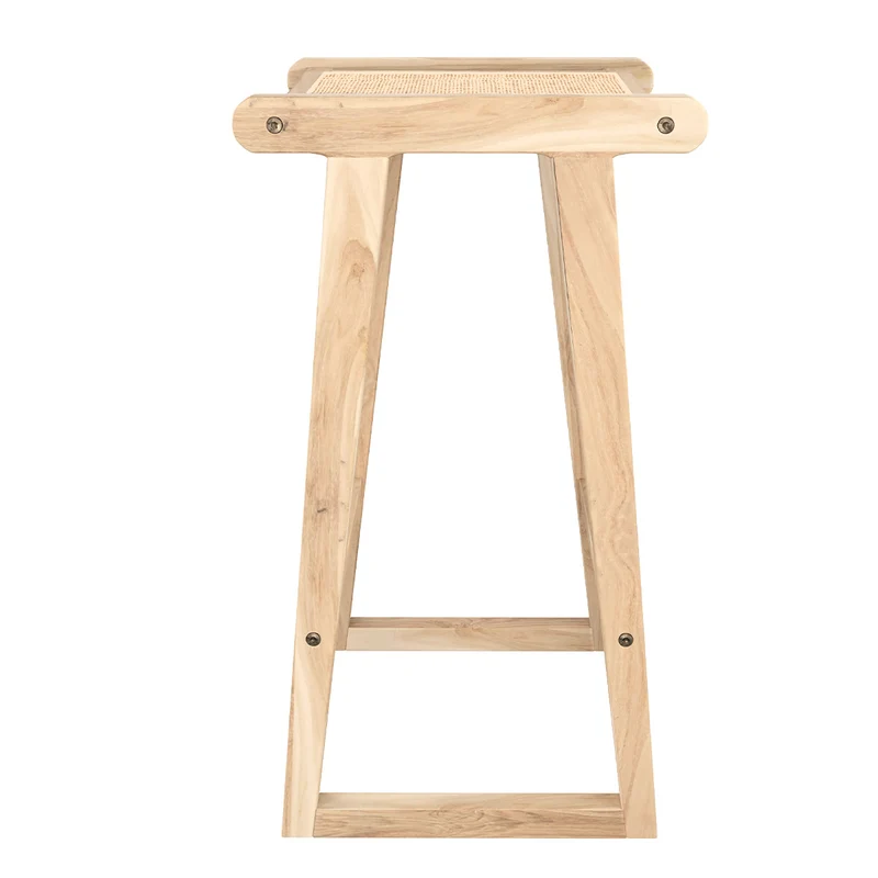 Tabouret de bar Haida en teck et rotin naturel 66 cm