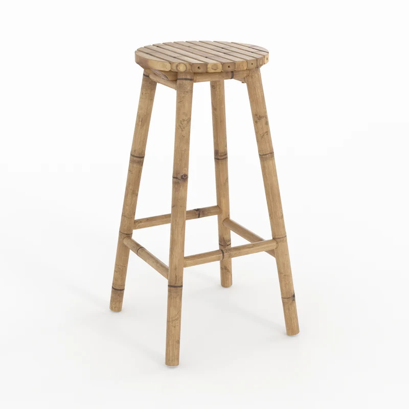Tabouret de bar extérieur Polly en bambou 74 cm