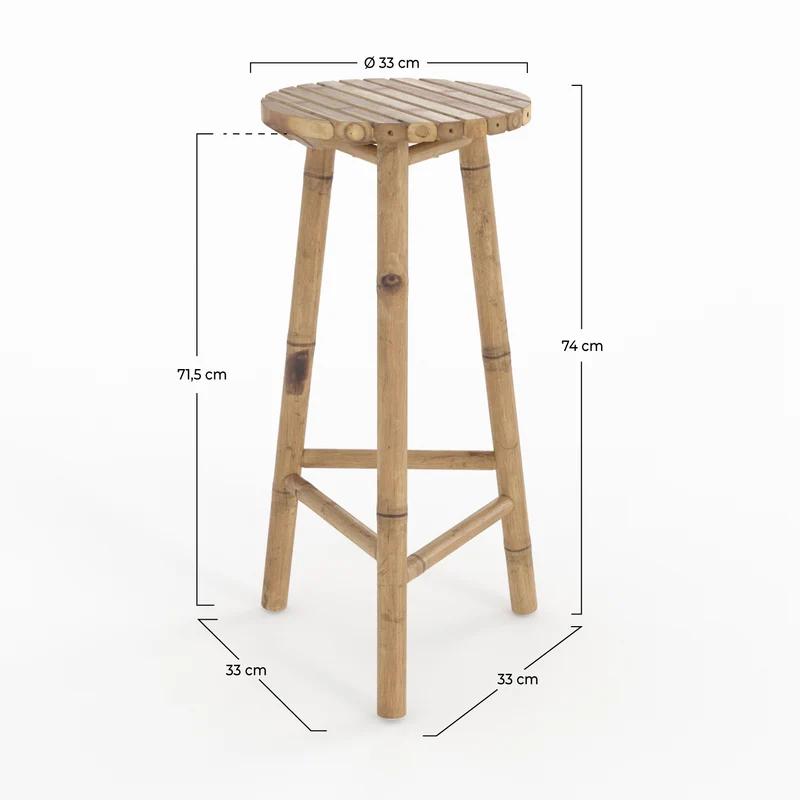 Tabouret de bar extérieur Eli en bambou 74 cm
