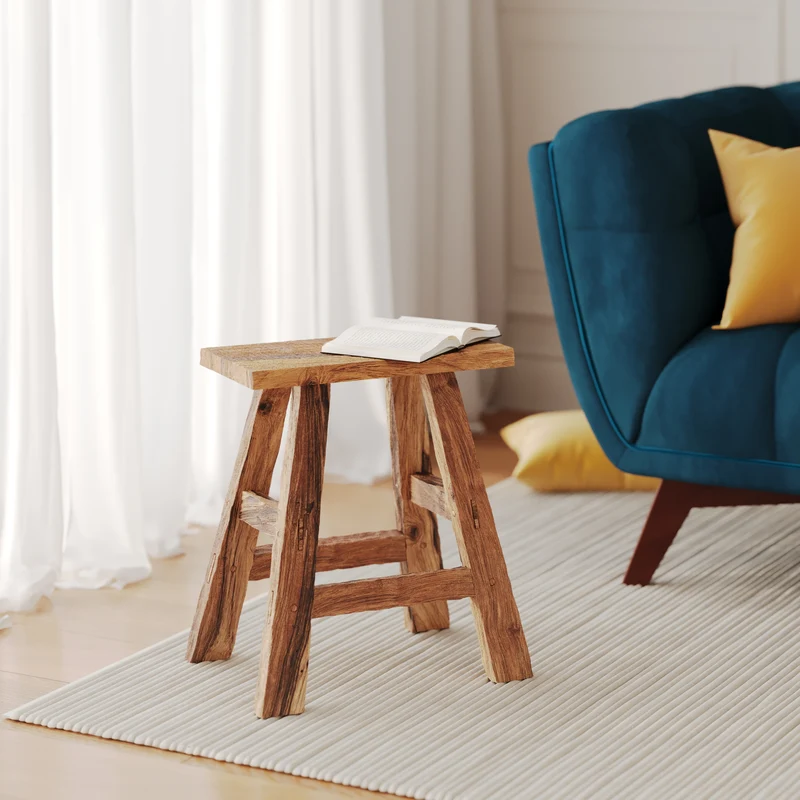 Tabouret Bob en bois de teck recyclé H45 cm
