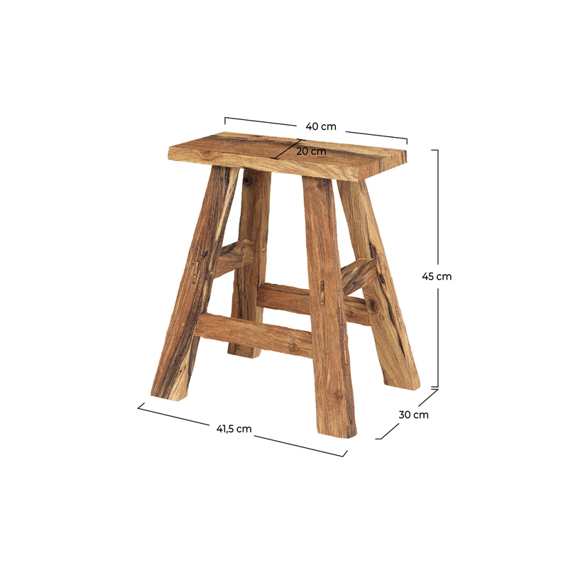 Tabouret Bob en bois de teck recyclé H45 cm