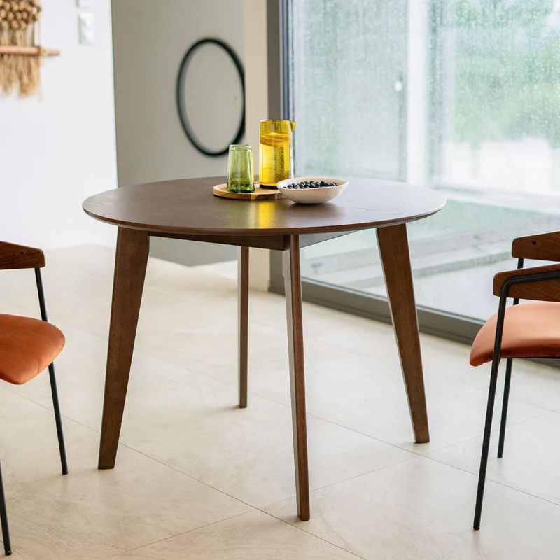 Table ronde Réno 4 personnes en bois foncé D100 cm