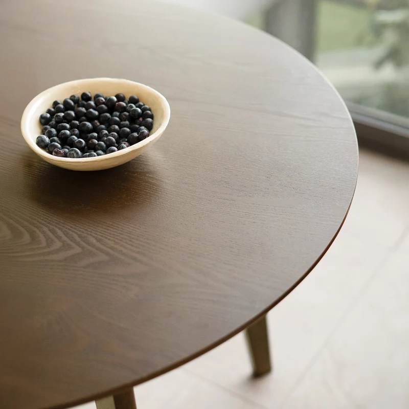Table ronde Réno 4 personnes en bois foncé D100 cm