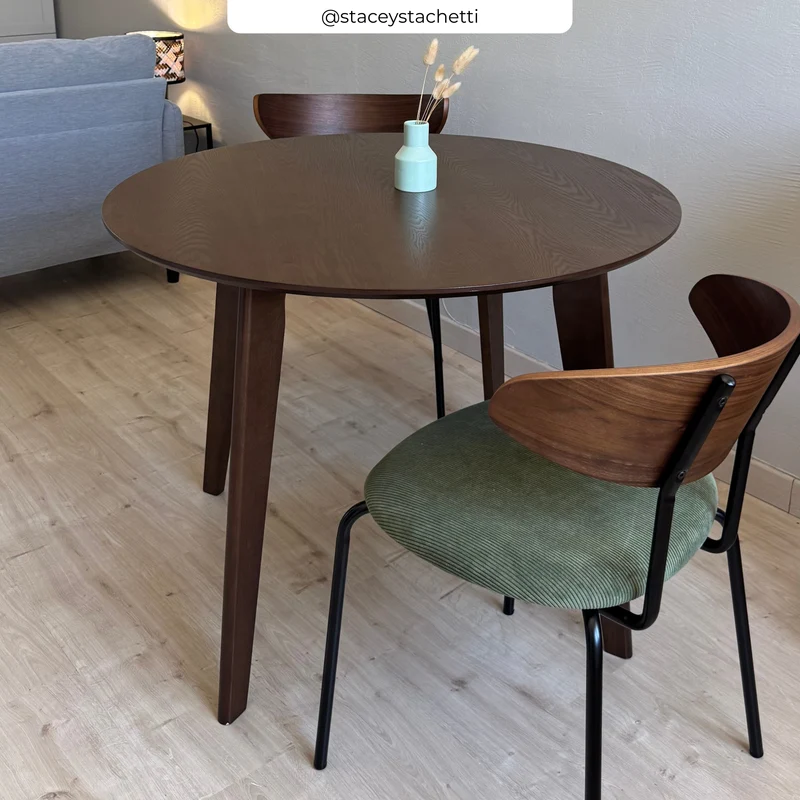 Table ronde Réno 4 personnes en bois foncé D100 cm