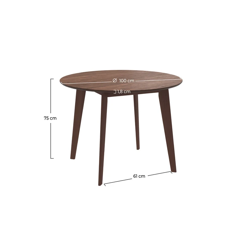 Table ronde Réno 4 personnes en bois foncé D100 cm