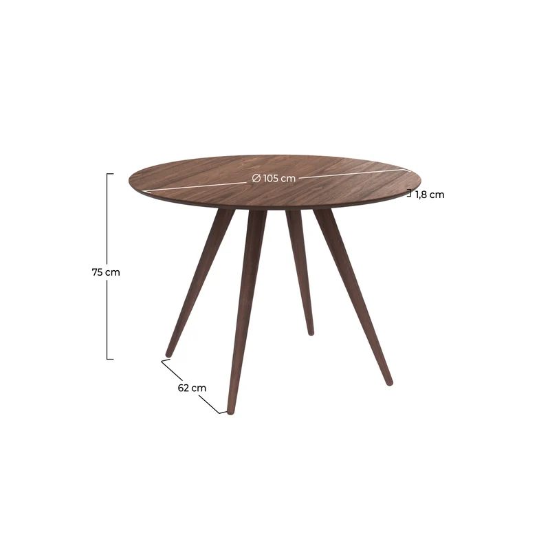 Table ronde Liwa 4 personnes en bois foncé D105 cm