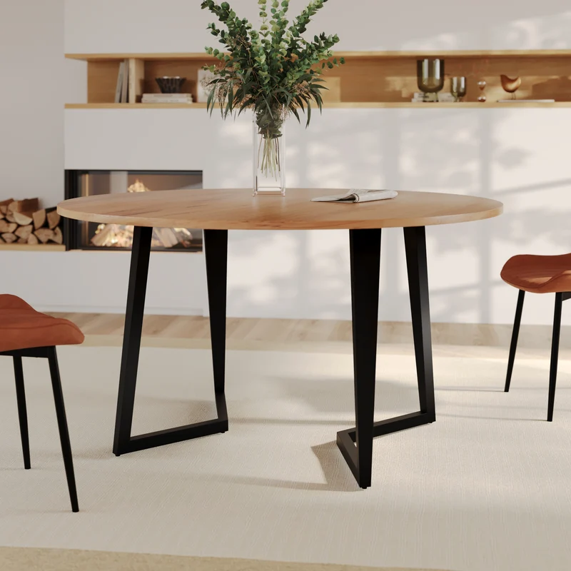 Table ronde Moorea 6 personnes en bois et métal 140 cm