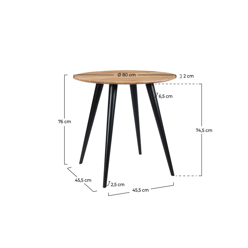 Table ronde Modasa 2 personnes en acacia D80 cm