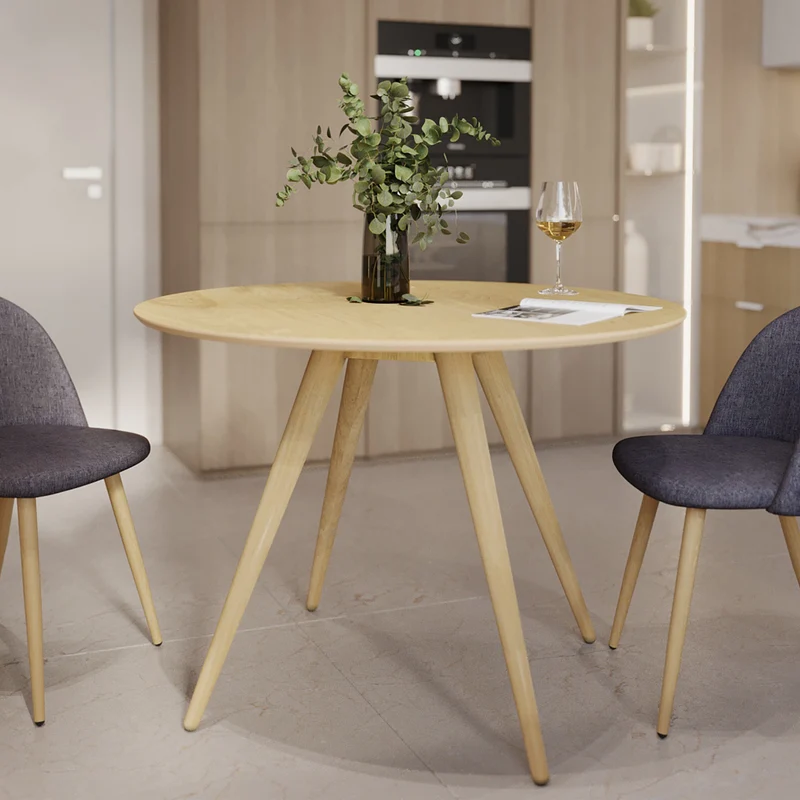 Table ronde Liwa 4 personnes en bois clair D105 cm