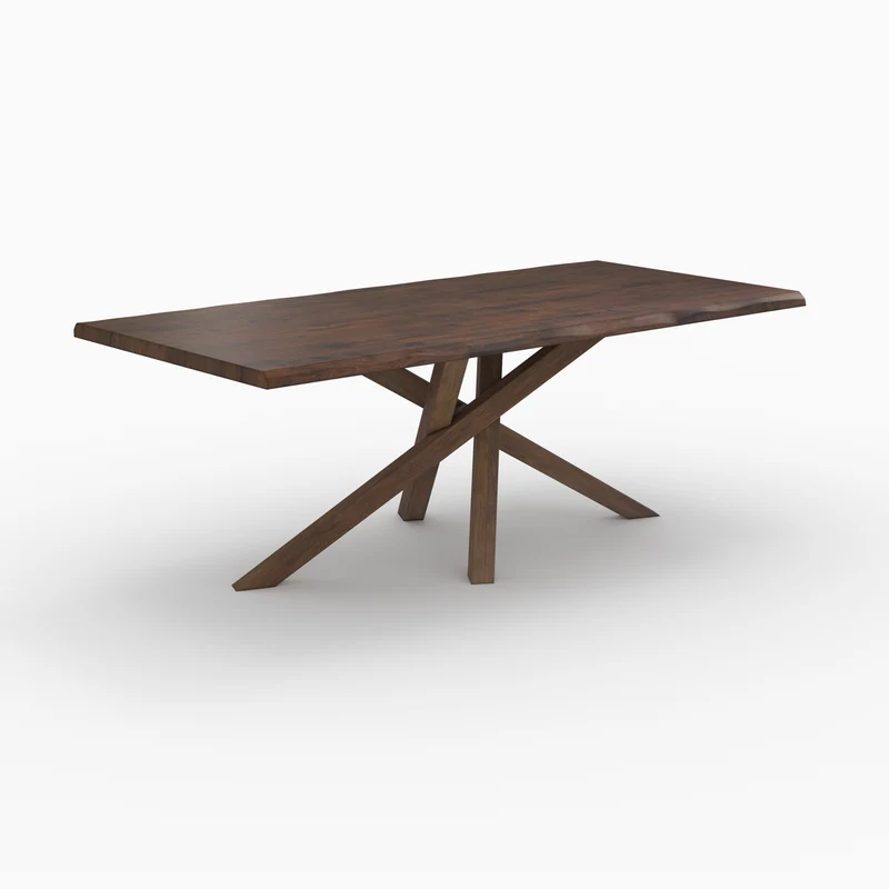Table Robin rectangulaire en bois d'hévéa massif foncé 8 personnes