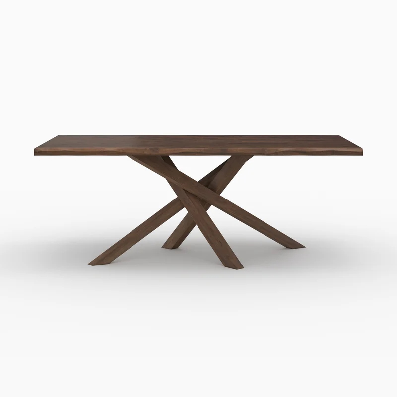 Table Robin rectangulaire en bois d'hévéa massif foncé 8 personnes