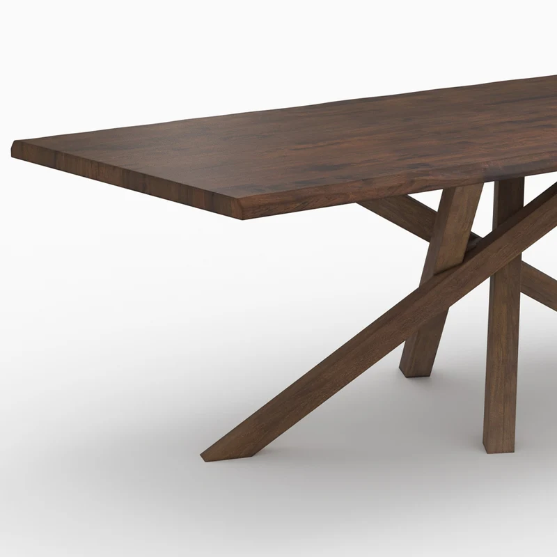 Table Robin rectangulaire en bois d'hévéa massif foncé 8 personnes