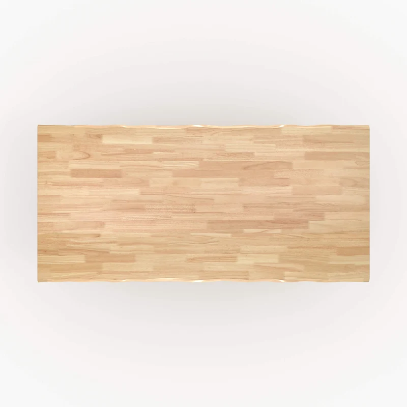 Table Robin rectangulaire en bois d'hévéa massif clair 8 personnes
