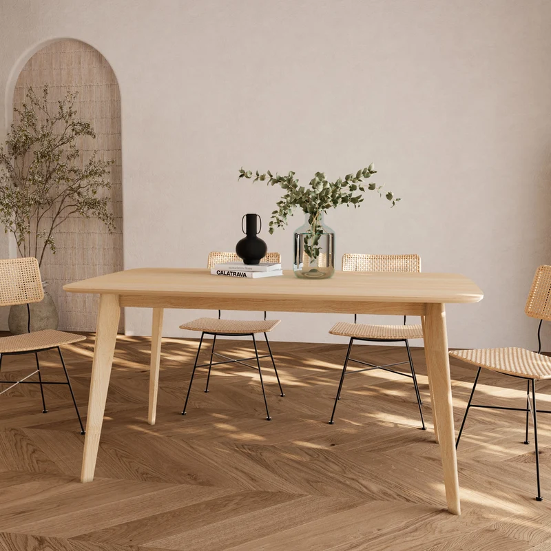 Table rectangulaire Oman 150 cm en bois clair 6 personnes