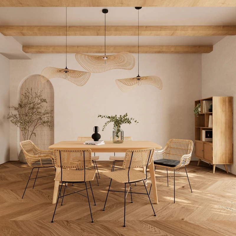 Table rectangulaire Oman 150 cm en bois clair 6 personnes