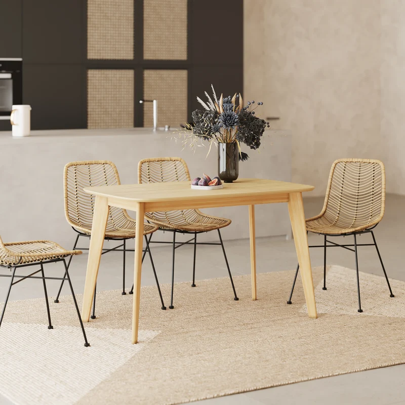 Table rectangulaire Oman 4 personnes en bois clair 120 cm