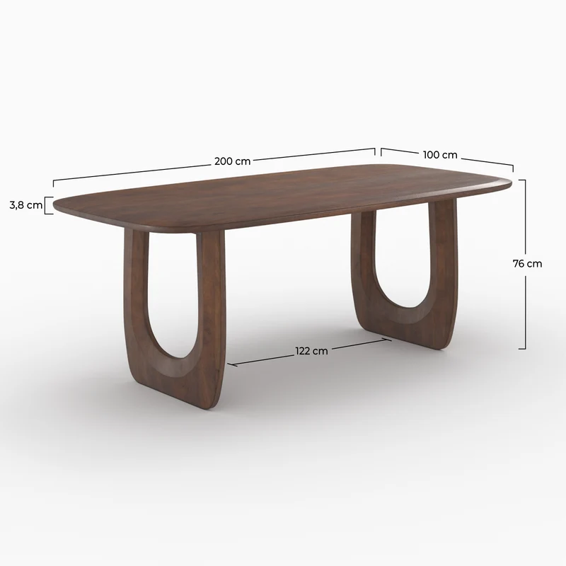 Table rectangulaire maya en bois de manguier 6 places
