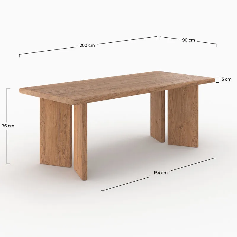 Table rectangulaire Albane en bois d'orme 8 personnes