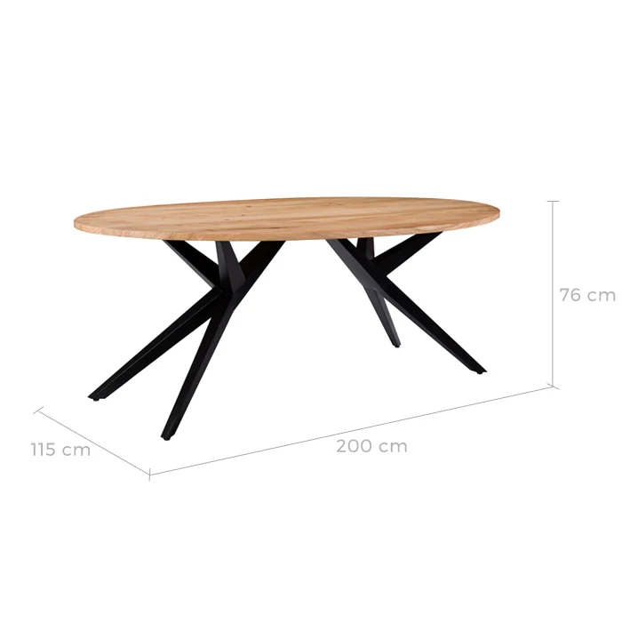 Table ovale Matara 8 personnes en bois 200 cm