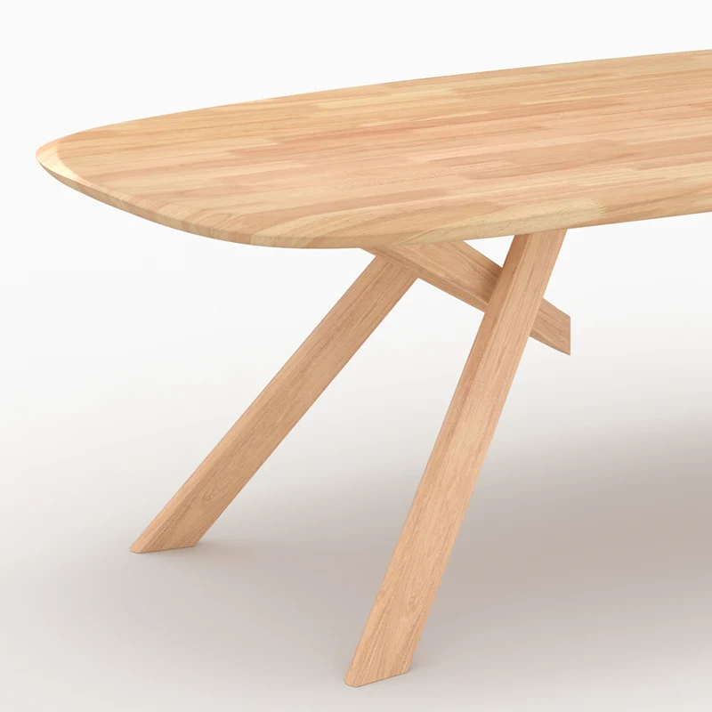 Table Merlin rectangulaire en bois d'hévéa massif clair 8 personnes