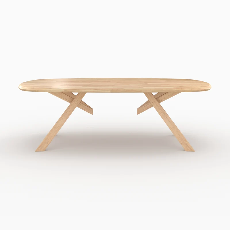 Table Merlin rectangulaire en bois d'hévéa massif clair 8 personnes