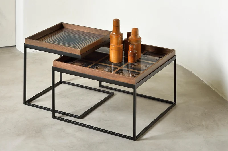 Ethnicraft Plateau Carré en Verre - Encre