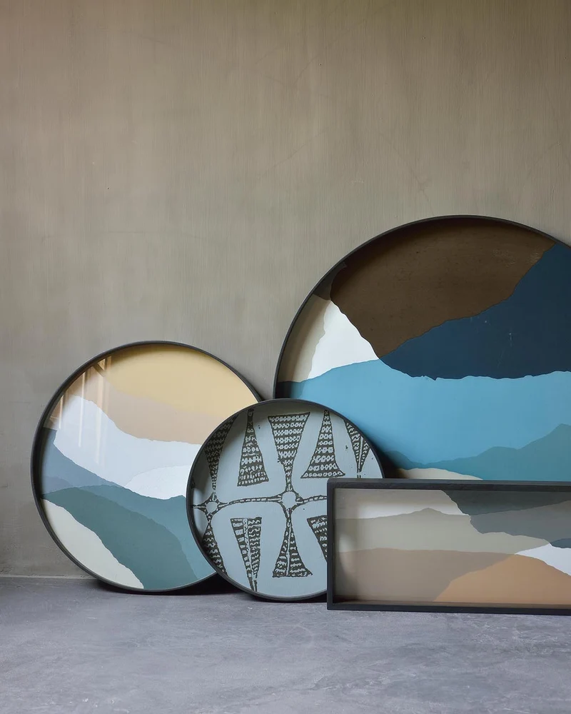 Ethnicraft Plateau en Verre Wabi Sabi – Graphite Ø 61 cm