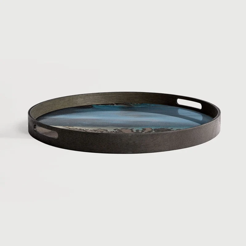 Ethnicraft Plateau en Verre Organic – Slate Ø 48cm