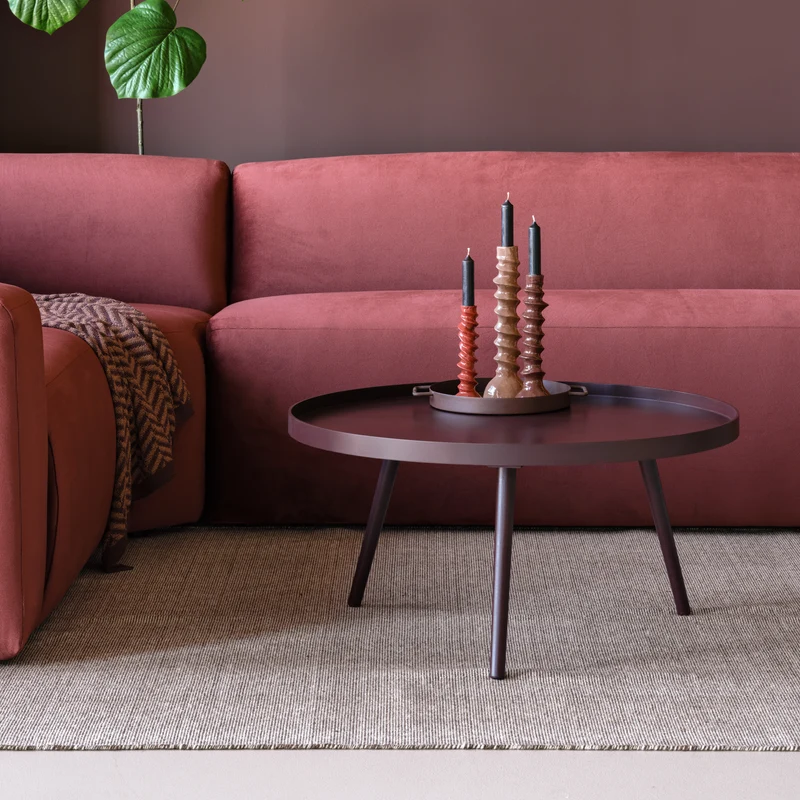 Mesa bijzettafel XL 39xø78 cm hout bordeauxrood