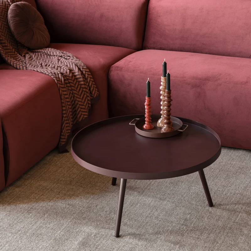 Mesa bijzettafel XL 39xø78 cm hout bordeauxrood