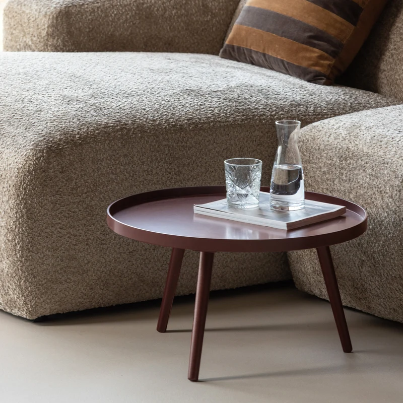 Mesa bijzettafel L 34xø60 cm hout bordeauxrood