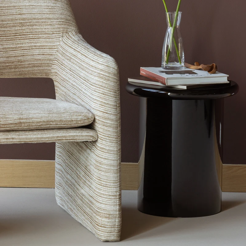 Mavon bijzettafel mdf hoogglans 45xø40 cm donkerbruin