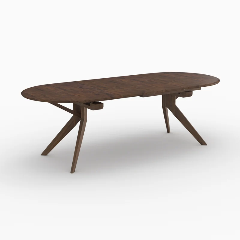 Table Oli extensible en bois d'hévéa massif foncé 6 à 10 personnes