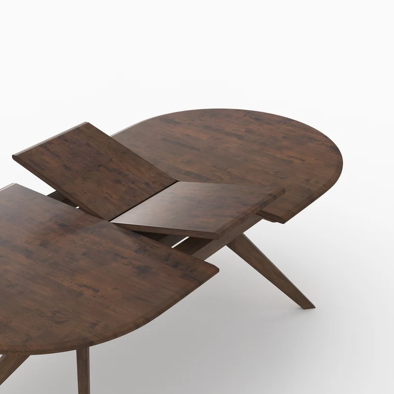 Table Oli extensible en bois d'hévéa massif foncé 6 à 10 personnes