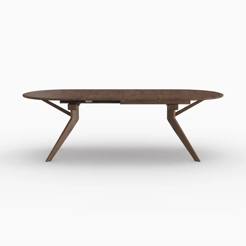Table Oli extensible en bois d'hévéa massif foncé 6 à 10 personnes