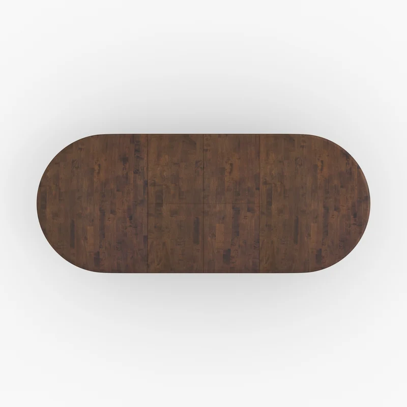 Table Oli extensible en bois d'hévéa massif foncé 6 à 10 personnes