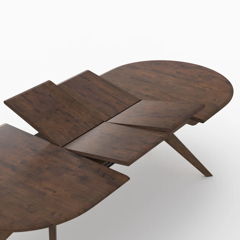 Table Oli extensible en bois d'hévéa massif foncé 6 à 10 personnes