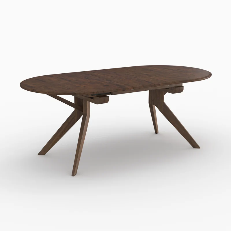 Table Oli extensible en bois d'hévéa massif foncé 6 à 10 personnes