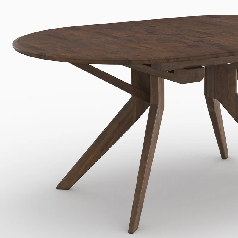 Table Oli extensible en bois d'hévéa massif foncé 6 à 10 personnes