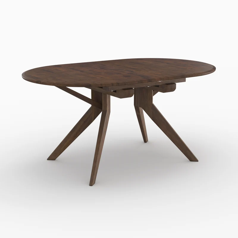 Table Oli extensible en bois d'hévéa massif foncé 6 à 10 personnes