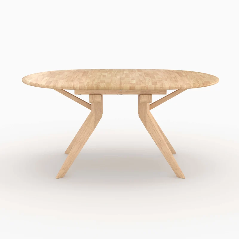 Table Oli extensible en bois d'hévéa massif clair 6 à 10 personnes