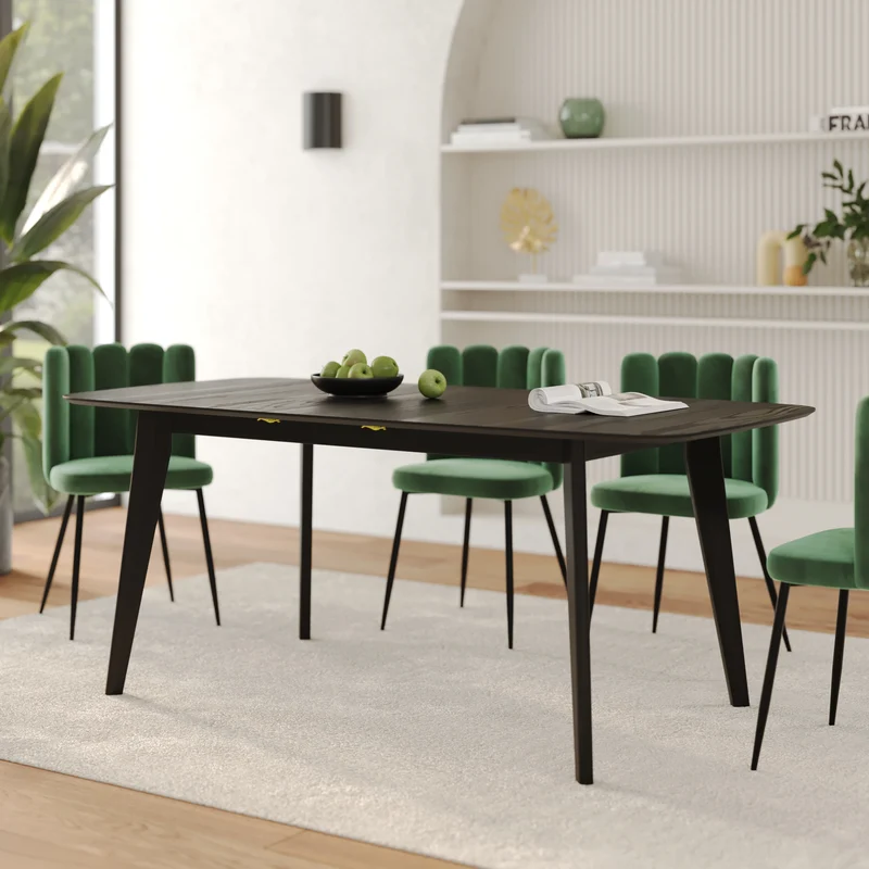 Table rectangulaire Oman 4/6 personnes extensible en bois noir 150/180 cm