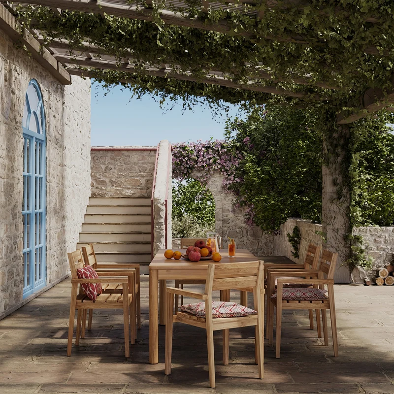 Table de jardin extensible Kora en bois de teck 6 à 8 personnes