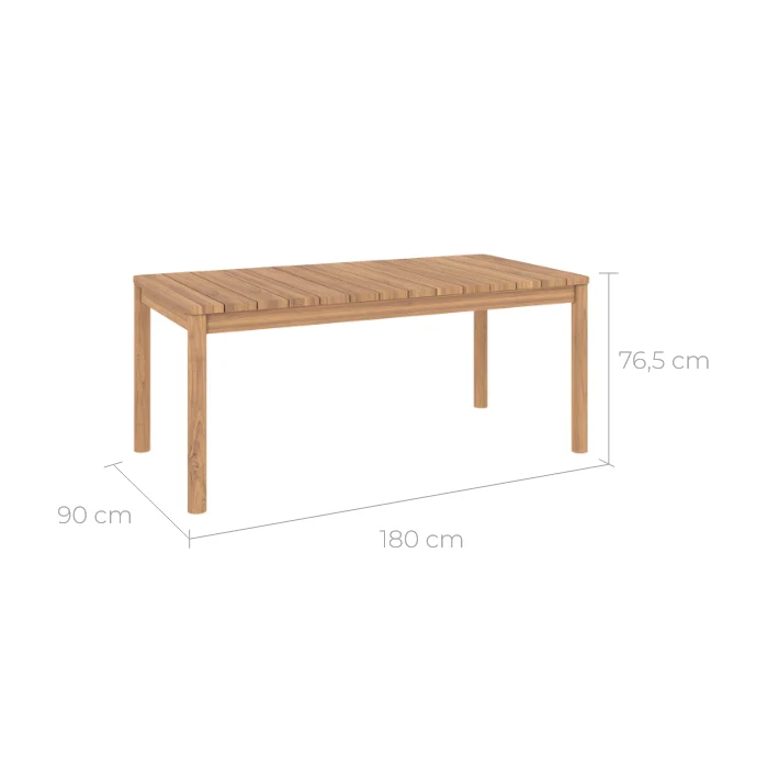 Table de jardin extensible Kora en bois de teck 6 à 8 personnes