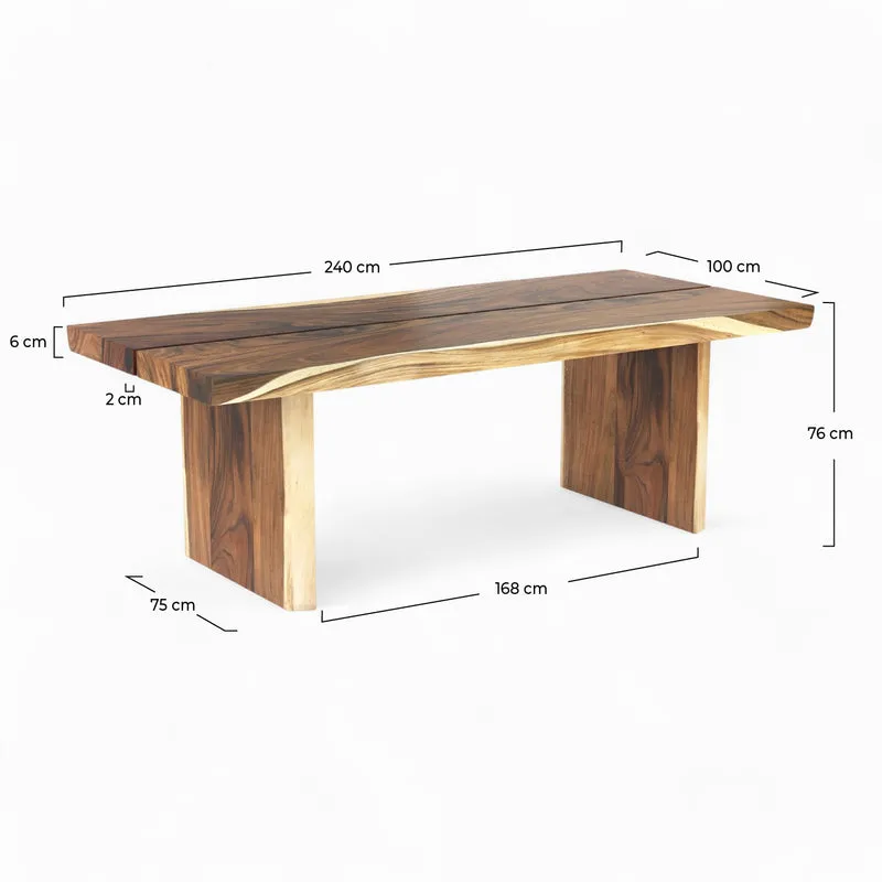 Table rectangulaire Tanah 10 personnes en bois 240 cm
