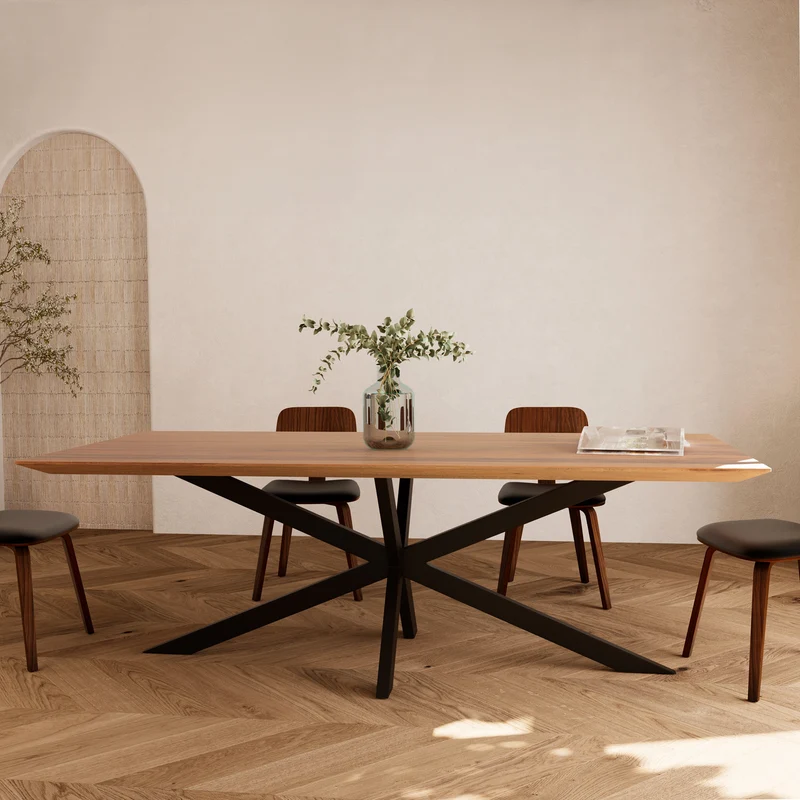 Table rectangulaire Sudirman 8 personnes en bois et métal 220 cm