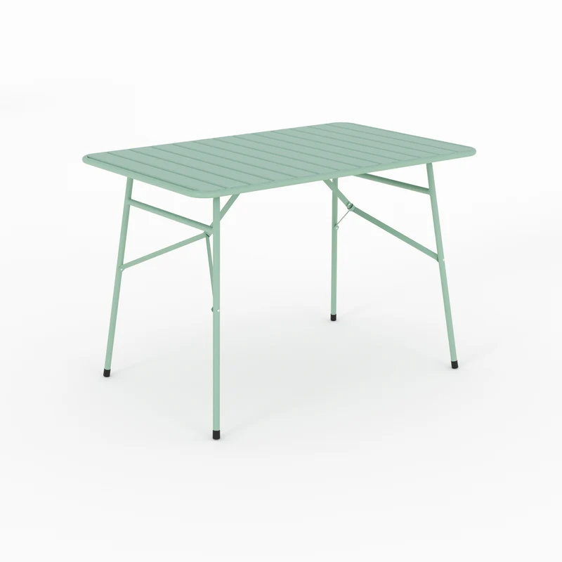 Table de jardin Yumi pliante en métal vert clair 4 personnes