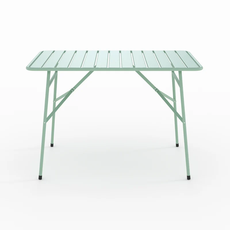 Table de jardin Yumi pliante en métal vert clair 4 personnes