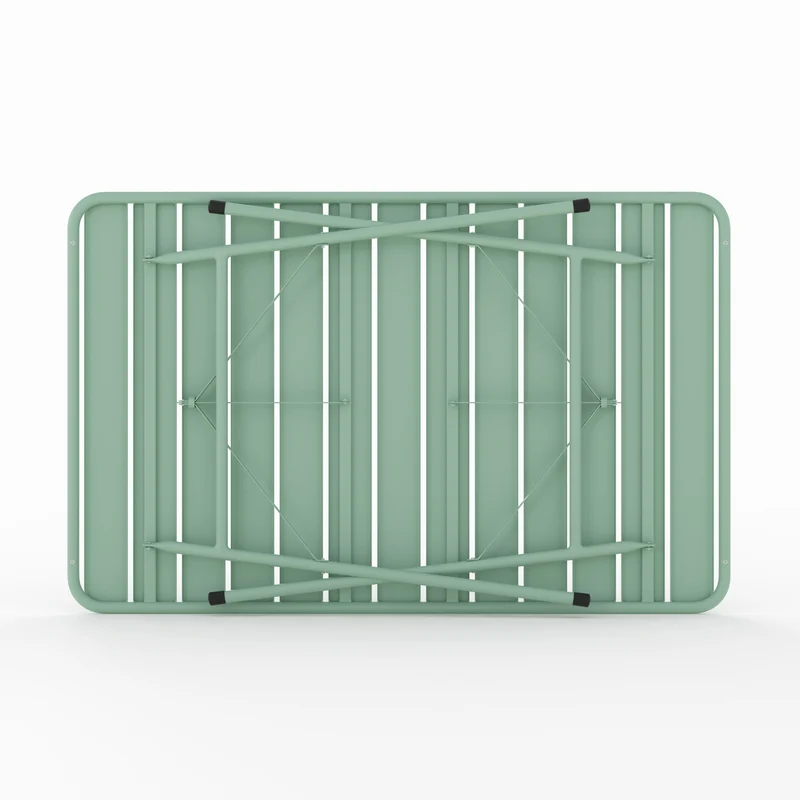 Table de jardin Yumi pliante en métal vert clair 4 personnes