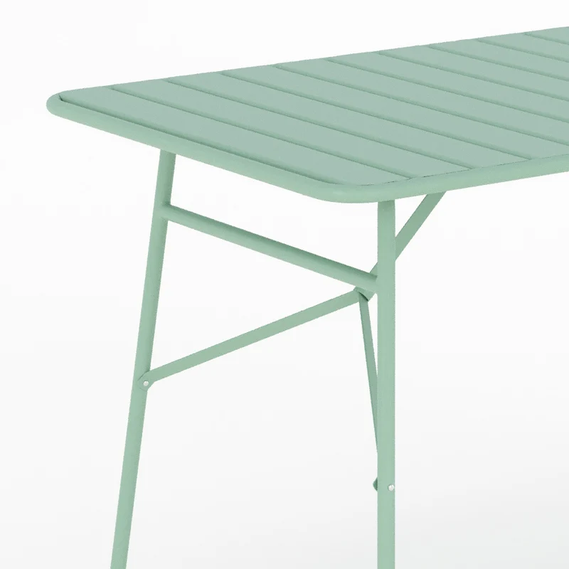 Table de jardin Yumi pliante en métal vert clair 4 personnes